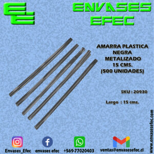 AMARRA PLASTICA NEGRO METALIZADO 15 CMS. (500 UNIDADES)