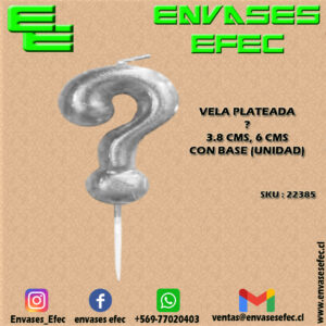 VELA PLATEADA ? - 3.8 CMS X 6 CMS CON BASE (UNIDAD)