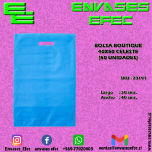 BOLSA BOUTIQUE 40X50 CELESTE (50 UNIDADES)