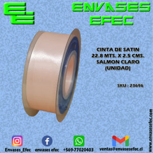 CINTA DE SATIN 22.8 X 2.5 CMS. SALMON CLARO (UNIDAD)