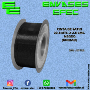 CINTA DE SATIN 22.8 X 2.5 CMS. NEGRO (UNIDAD)
