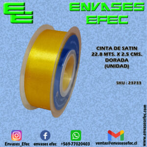 CINTA DE SATIN 22.8 X 2.5 CMS. DORADA (UNIDAD)