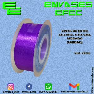CINTA DE SATIN 22.8 X 2.5 CMS. MORADA (UNIDAD)
