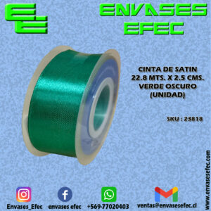 CINTA DE SATIN 22.8 X 2.5 CMS. VERDE OSCURO (UNIDAD)