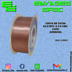 CINTA DE SATIN 22.8 X 2.5 CMS. CAFE (UNIDAD)