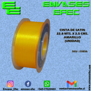 CINTA DE SATIN 22.8 X 2.5 CMS. AMARILLO (UNIDAD)