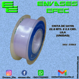 CINTA DE SATIN 22.8 X 2.5 CMS. LILA (UNIDAD)