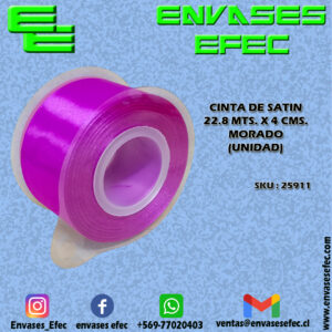 CINTA DE SATIN 22.8 X 4 CMS. MORADO (UNIDAD)
