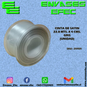 CINTA DE SATIN 22.8 X 4 CMS. GRIS (UNIDAD)