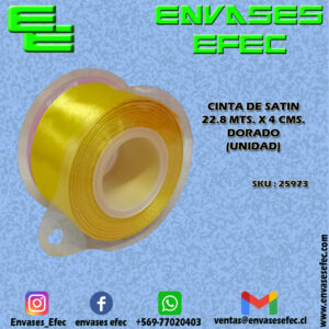 CINTA DE SATIN 22.8 X 4 CMS. DORADO (UNIDAD)