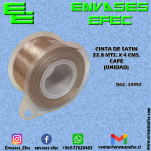 CINTA DE SATIN 22.8 X 4 CMS. CAFE (UNIDAD)