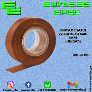 CINTA DE SATIN 22.8 X 2 CMS. CAFE (UNIDAD)