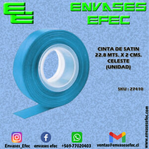 CINTA DE SATIN 22.8 X 2 CMS. CELESTE (UNIDAD)