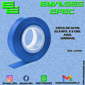 CINTA DE SATIN 22.8 X 2 CMS. AZUL (UNIDAD)