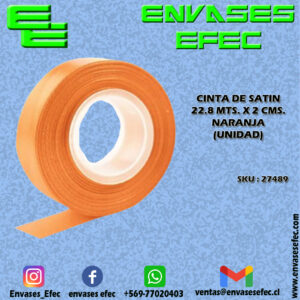 CINTA DE SATIN 22.8 X 2 CMS. NARANJA (UNIDAD)