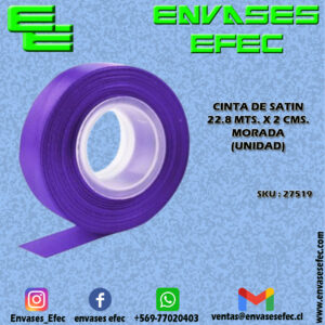 CINTA DE SATIN 22.8 X 2 CMS. MORADA (UNIDAD)