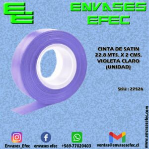 CINTA DE SATIN 22.8 X 2 CMS. VIOLETA CLARO (UNIDAD)