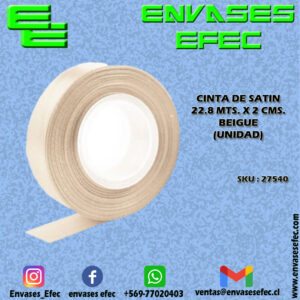 CINTA DE SATIN 22.8 X 2 CMS. BEIGUE (UNIDAD)