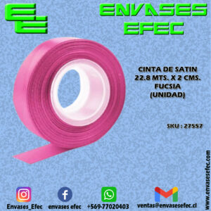 CINTA DE SATIN 22.8 X 2 CMS. FUCSIA (UNIDAD)