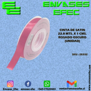 CINTA DE SATIN 22.8 X 1 CMS. ROSADO OSCURO (UNIDAD)