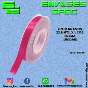 CINTA DE SATIN 22.8 X 1 CMS. FUCSIA (UNIDAD)