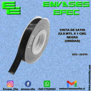 CINTA DE SATIN 22.8 X 1 CMS. NEGRO (UNIDAD)