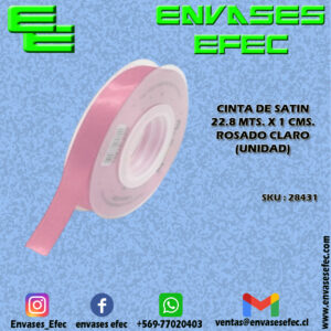 CINTA DE SATIN 22.8 X 1 CMS. ROSADO CLARO (UNIDAD)