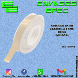 CINTA DE SATIN 22.8 X 1 CMS. BEIGE (UNIDAD)
