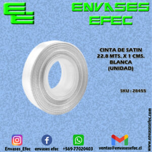 CINTA DE SATIN 22.8 X 1 CMS. BLANCA (UNIDAD)