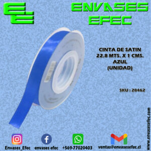 CINTA DE SATIN 22.8 X 1 CMS. AZUL (UNIDAD)