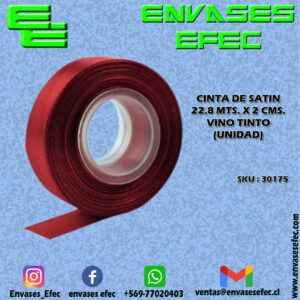 CINTA DE SATIN 22.8 X 2 CMS. VINO TINTO (UNIDAD)