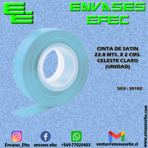 CINTA DE SATIN 22.8 X 2 CMS. CELESTE CLARO (UNIDAD)