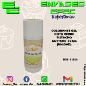 COLORANTE GEL GOTA VERDE PISTACHO GUTTCHE  20 GR. (UNIDAD)