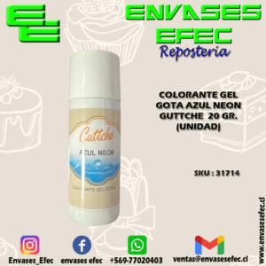 COLORANTE GEL GOTA AZUL NEON GUTTCHE  20 GR. (UNIDAD)