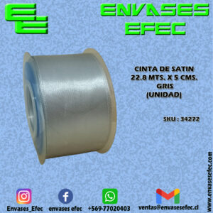 CINTA DE SATIN 22.8 X 5 CMS. GRIS (UNIDAD)