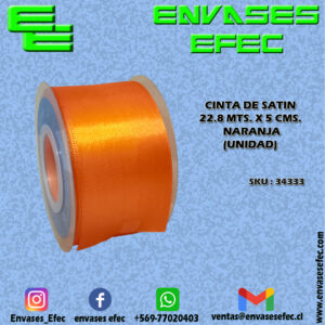 CINTA DE SATIN 22.8 X 5 CMS. NARANJA (UNIDAD)