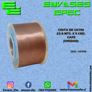 CINTA DE SATIN 22.8 X 5 CMS. CAFE (UNIDAD)
