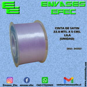 CINTA DE SATIN 22.8 X 5 CMS. LILA (UNIDAD)