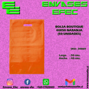 BOLSA BOUTIQUE 40X50 NARANJA (50 UNIDADES)