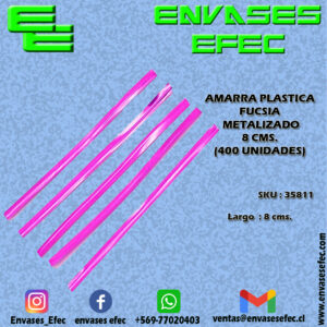 AMARRA PLASTICA FUCSIA METALIZADO 08 CMS. (400 UNIDADES)