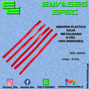 AMARRA PLASTICA ROJO METALIZADO 08 CMS. (400 UNIDADES)