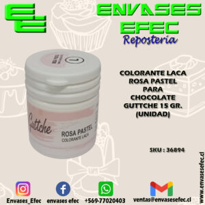 COLORANTE LACA ROSA PASTEL PARA CHOCOLATE GUTTCHE 15 GR. (UNIDAD)