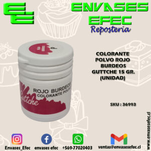 COLORANTE POLVO ROJO BURDEOS GUTTCHE 15 GR. (UNIDAD)