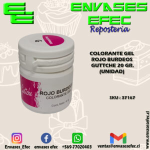 COLORANTE GEL ROJO BURDEOS GUTTCHE 20 GR. (UNIDAD)