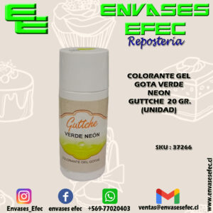 COLORANTE GEL GOTA VERDE NEON GUTTCHE  20 GR. (UNIDAD)