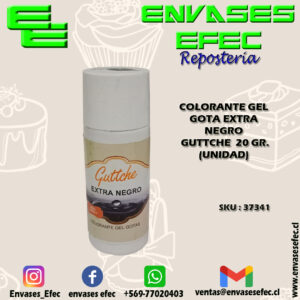 COLORANTE GEL GOTA EXTRA NEGRO GUTTCHE  20 GR. (UNIDAD)