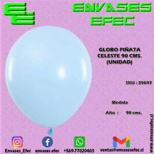 GLOBO PIÑATA CELESTE 90 CMS. (UNIDAD)
