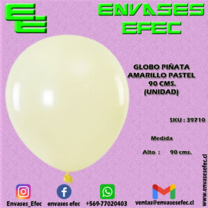 GLOBO PIÑATA AMARILLO PASTEL 90 CMS. (UNIDAD)