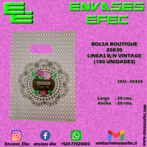 BOLSA BOUTIQUE 20X30 LINEAS B/N VINTAGE  (100 UNIDADES)