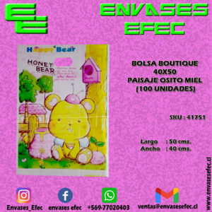 BOLSA BOUTIQUE 40X50 PAISAJE OSITO MIEL (100 UNIDADES)